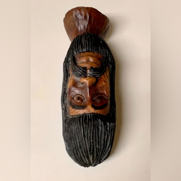 Vintage Solid Hand Carved Lignum Vitae Jamaican Bearded Rastafarian Statue Bust - Picture 12 of 15
